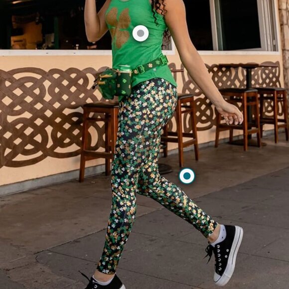 Tipsy Elves Clusterluck St. Patricks‎ Day Clover Pattern Leggings - Picture 4 of 7